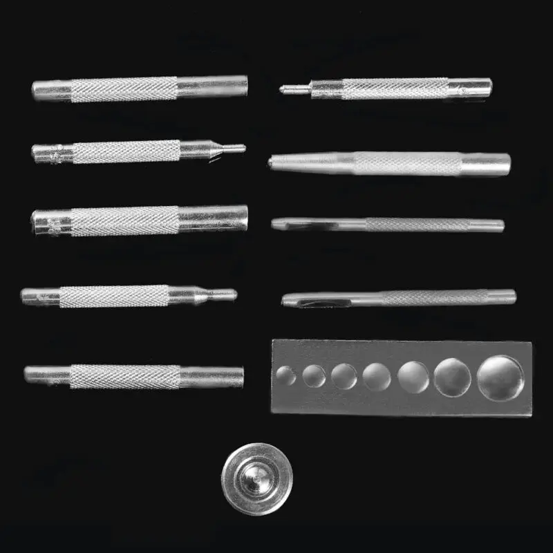 

11pcs/set Leather Tool Die Punch Hole Snap Rivet Button Setter Base Kit Leather Craft Tools hole punches kit punch belt