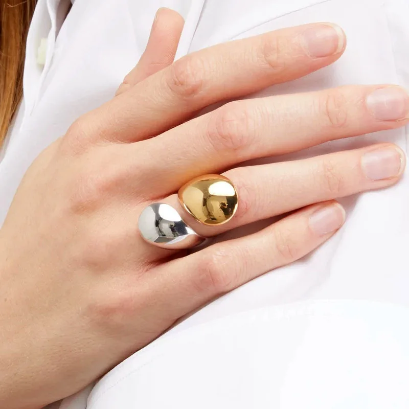 

Timeless Wonder Amazing Geo Two Tone Twist Leaf Statement Rings Women Jewelry Punk Cocktail Gothic Runway Ins Designer Top 1137