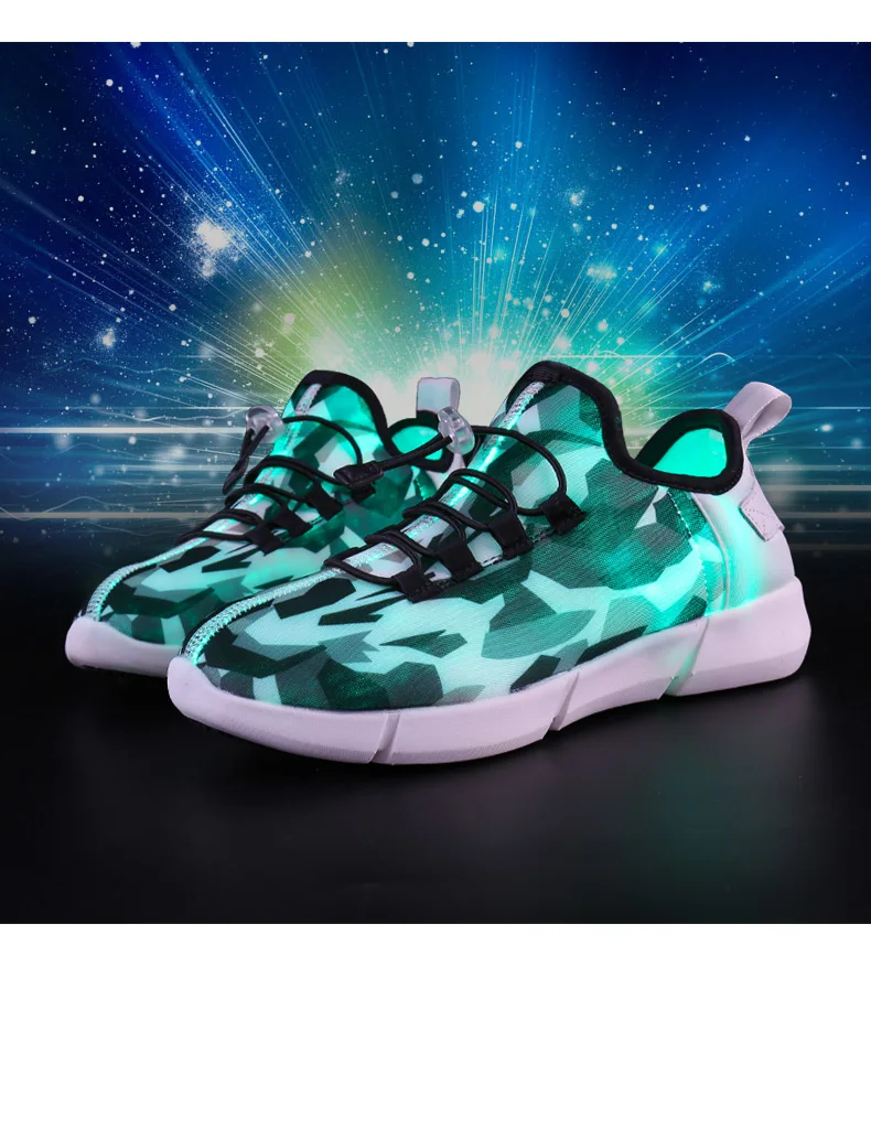 ULKNN Fiber Optic USB Recharge Glow Shoes Boys Girls Shoes Lightweight Running Sneakers LED Light Summer Shoes