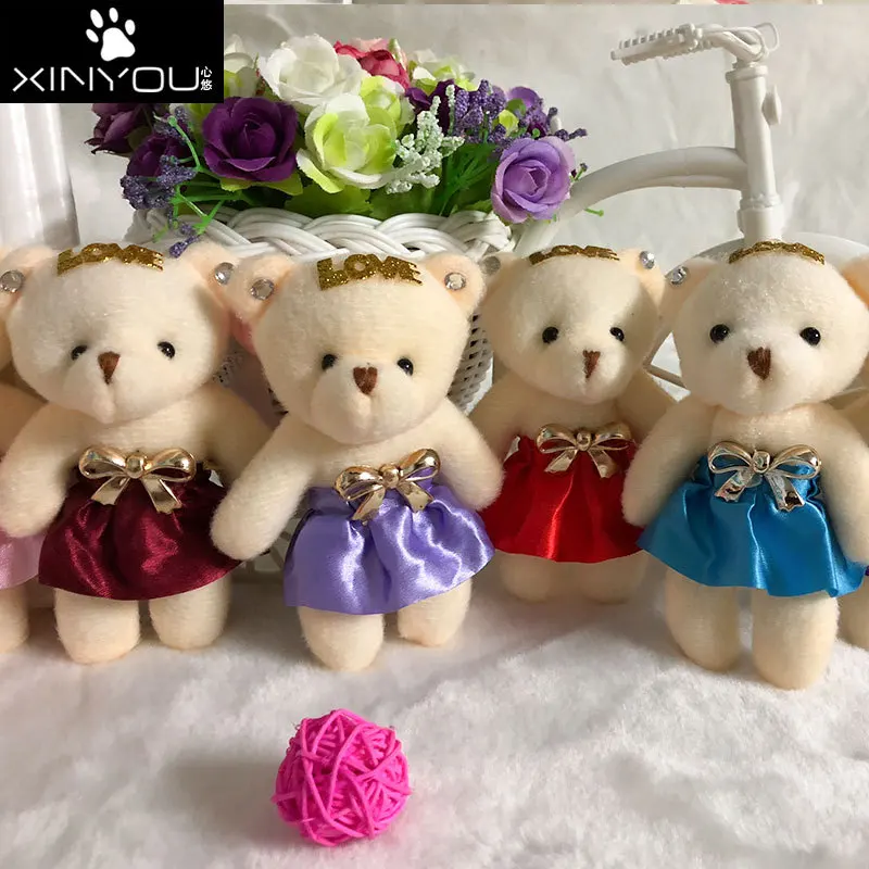 

Free ship 12pcs lot cartoon bouquet teddy bear doll wholesale wedding dolls plush toy for kids christmas birthday gift