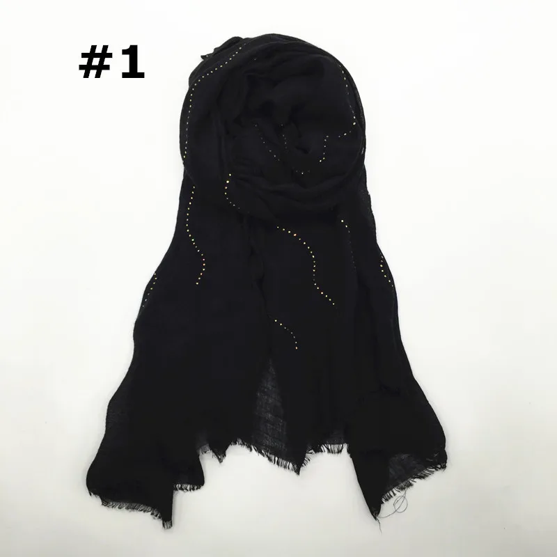 

2020 Spring sequins scarf hijab Visecose hot drill short fringer bearded scarf Muslim shawl scarf