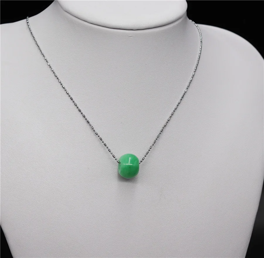 1 натуральный зеленый нефрит 15 мм счастливый бисер кулон китайское ожерелье