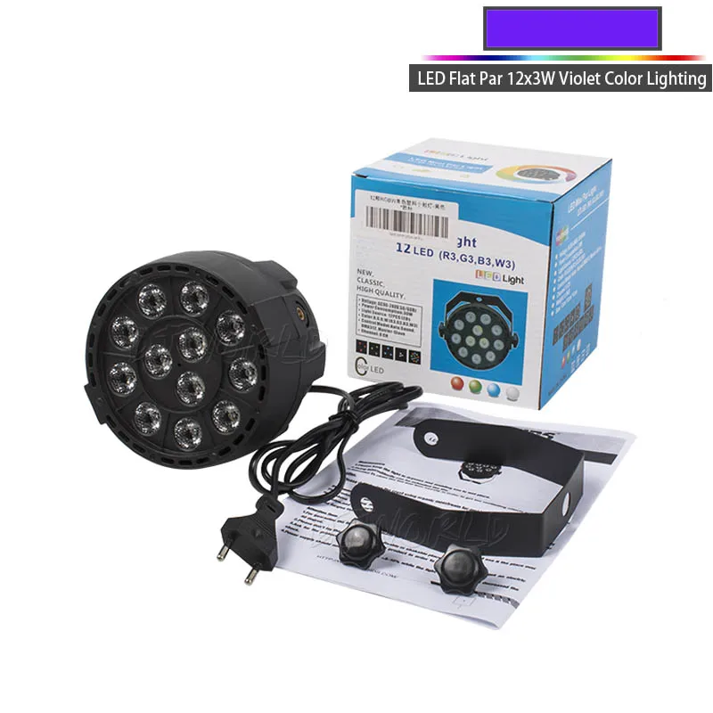 LED12x3 Violet Black DJworld беспроводной пульт дистанционного управления светодиодный плоский пар 12x3 Вт RGBW освещение белый корпус фиолетовый цвет для DJ Диско Музыка концертный бальный бар - Цвет: LED12x3 Violet Black