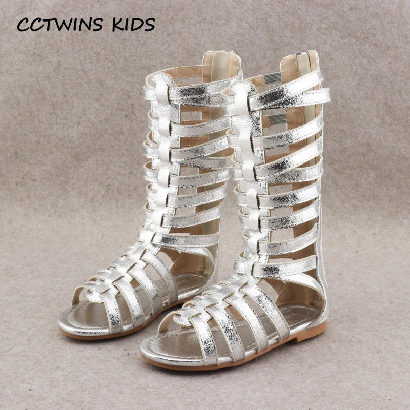 CCTWINS KIDS 2018 летние сандалии гладиаторы до колена для маленьких девочек модные