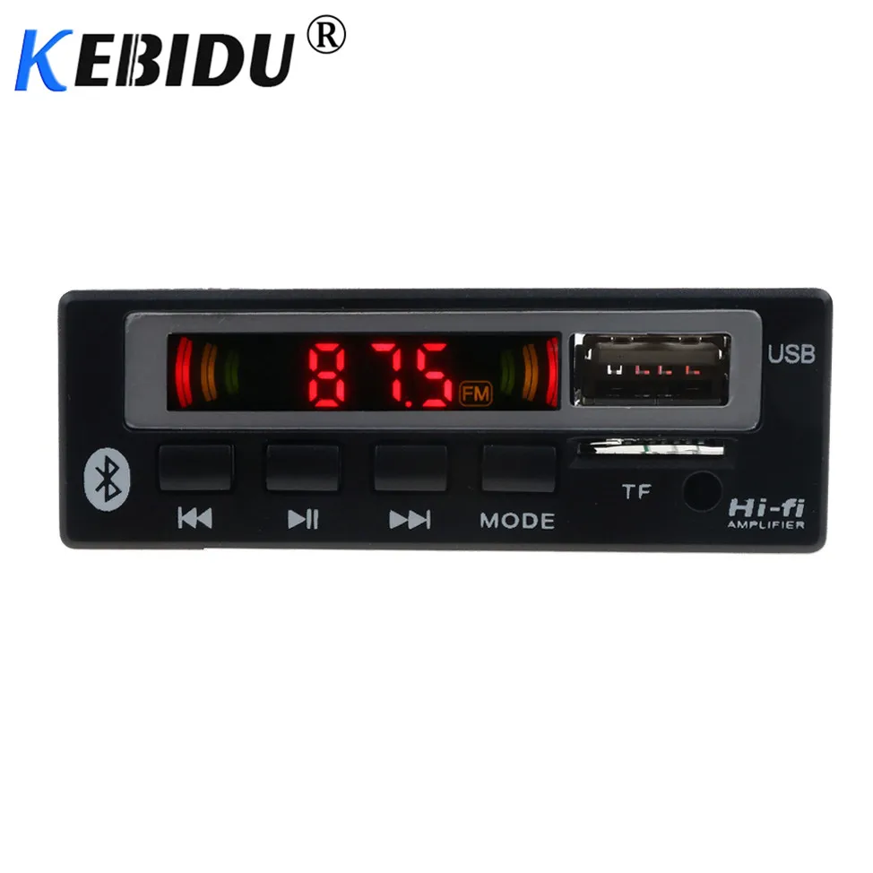 Kebidu 5V 12V Bluetooth 5,0 MP3 Плата декодера WMA, WAV, Беспроводной аудиомодуль Цвет Экран USB TF FM радио для автомобиля набор аксессуаров