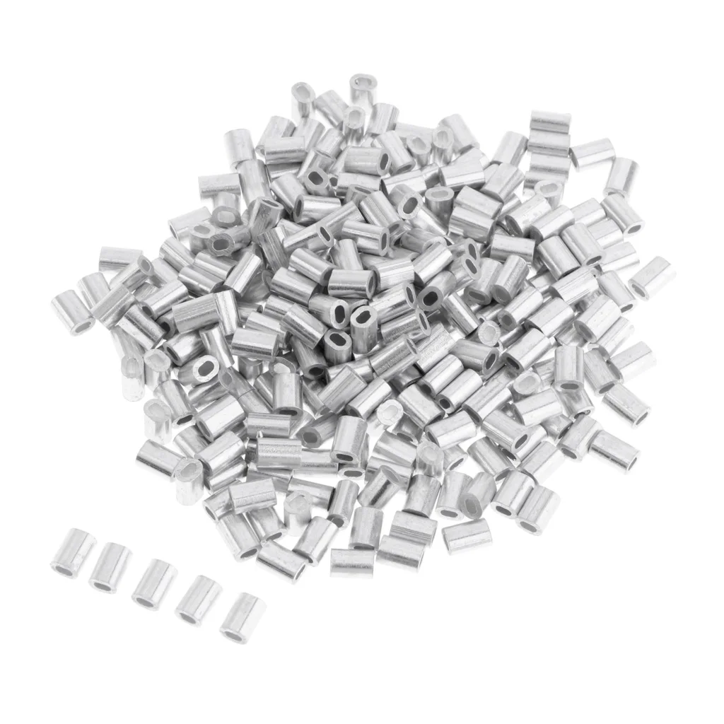 100Pcs Aluminum Fishing Crimp Sleeves Barrel Crimping Loop Sleeve Fishing Line Crimping Tube Connector Accessories 0.8-1.5mm