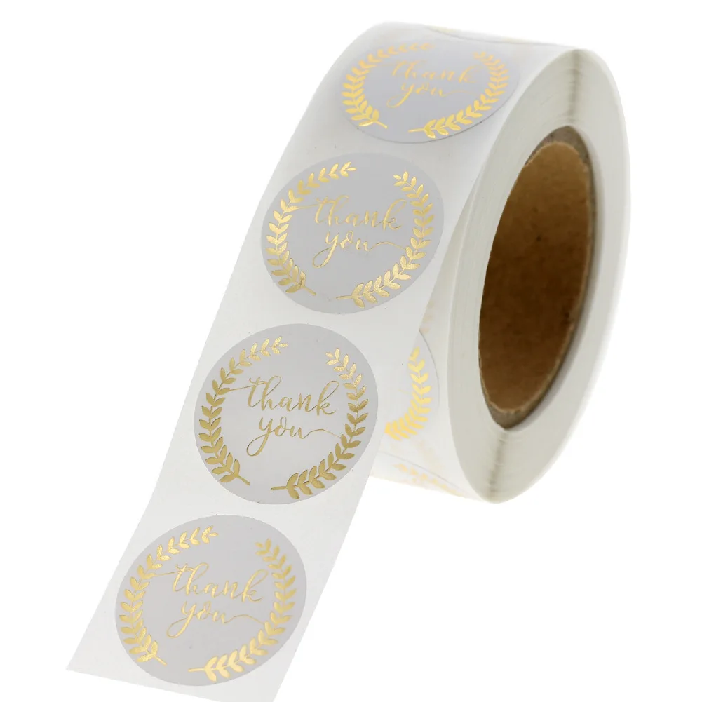 

2.5cm 500Pcs/Roll Thank You Stickers Handmade Sticker Round Stationery Thank You for Your Order Gift Seal Label Package Sticker