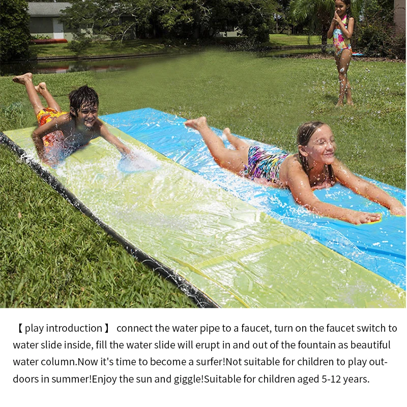 

Double Inflatable Water Slide Mat Outdoor Surfboard Summer Water Games Spray Pool Toy Summer Waterskiing Splash Play Toys