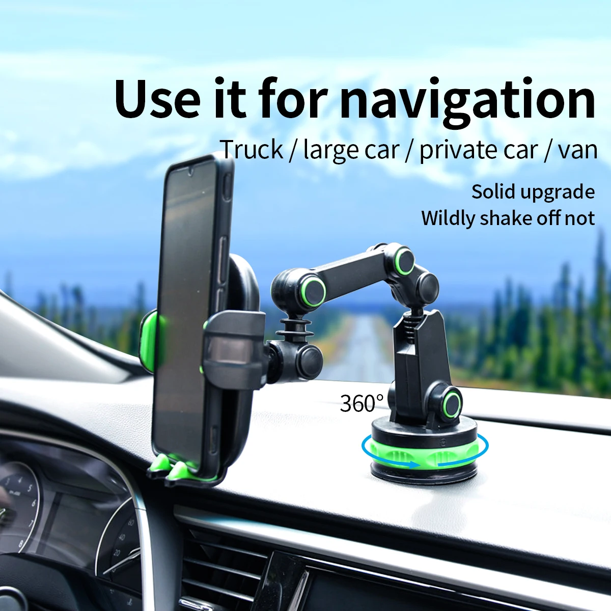 

Navigation Car Phone Holder Fully Free Angle Adjustable Suction Cup Bracket Shockproof Smartphone Mount Support for Truck bigCar