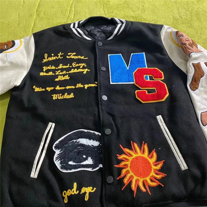 

READYMADE Denim Tears Varsity Baseball Jacket Men Women 1:1 Best Quality Coat Sleeve Stitching Embroidery Jackets