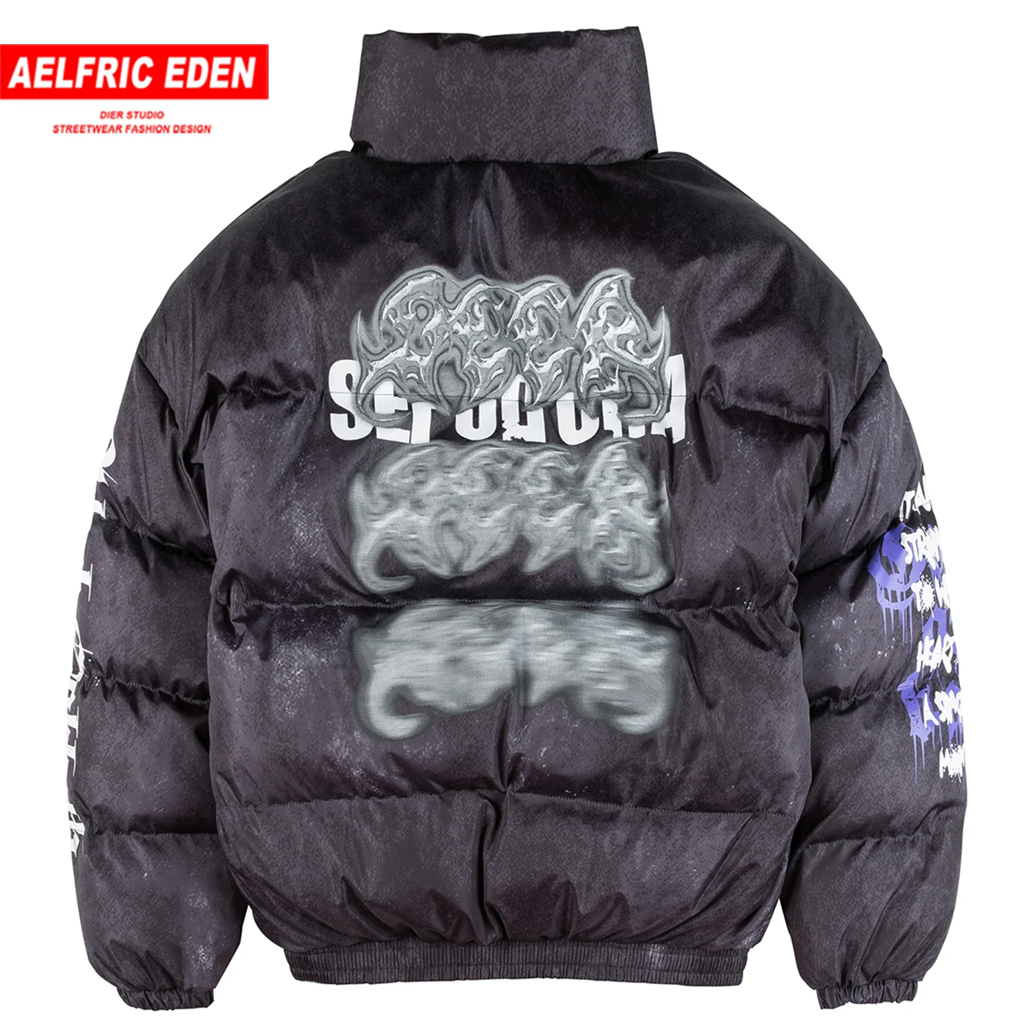 Aelfric Eden хип хоп принт забавные буквы Мужская Толстая парка Повседневная Теплая