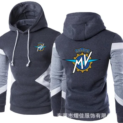 

2021 New Spring Autumn Fashion Men Pullover Sweatshirts MV Agusta Motorcycles Logo Patchwork Casual Cotton Hoodies Clothing