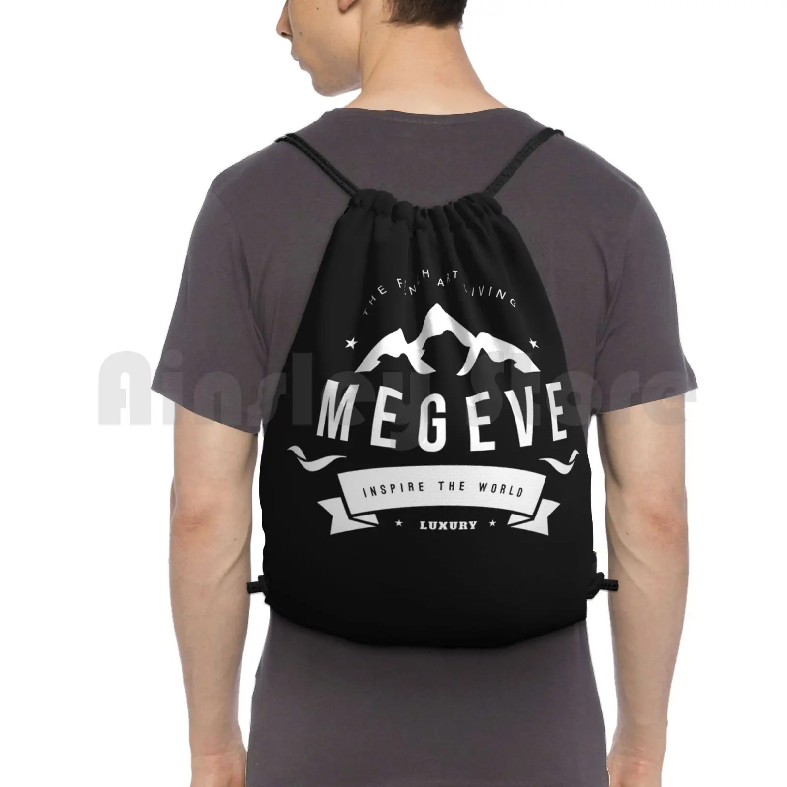 

Megeve Backpack Drawstring Bags Gym Bag Waterproof Skiing Text French Cross Country France Ideas For Lifestyle Ski Resort