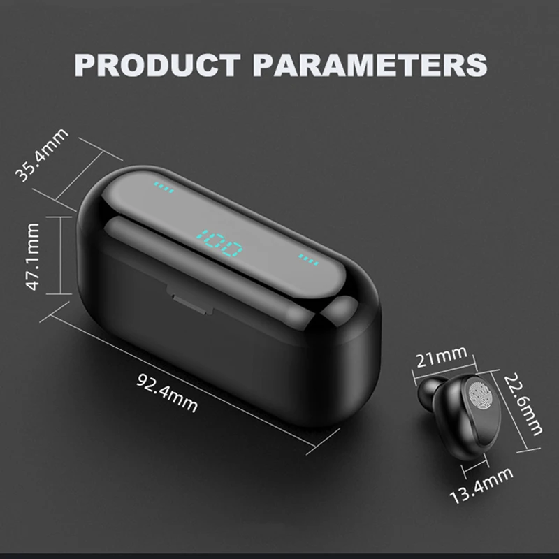 DAG F9 беспроводные наушники Bluetooth 5,0 TWS гарнитура Hi-Fi мини в уши светодиодный дисплей с 2000 мАч power Bank гарнитура с микрофоном