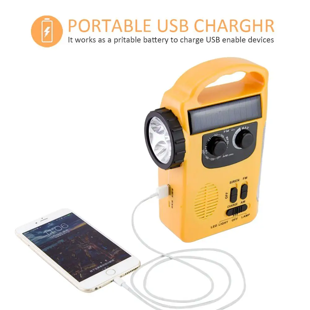 RD339 экстренная погода AM/FM радио Динамо светильник солнечный ручной Солнечный