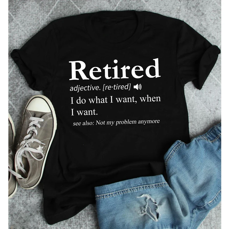 

Retired Definition 100% Cotton T-shirt Funny Women Short Sleeve Hipster Retirement Tshirt Top