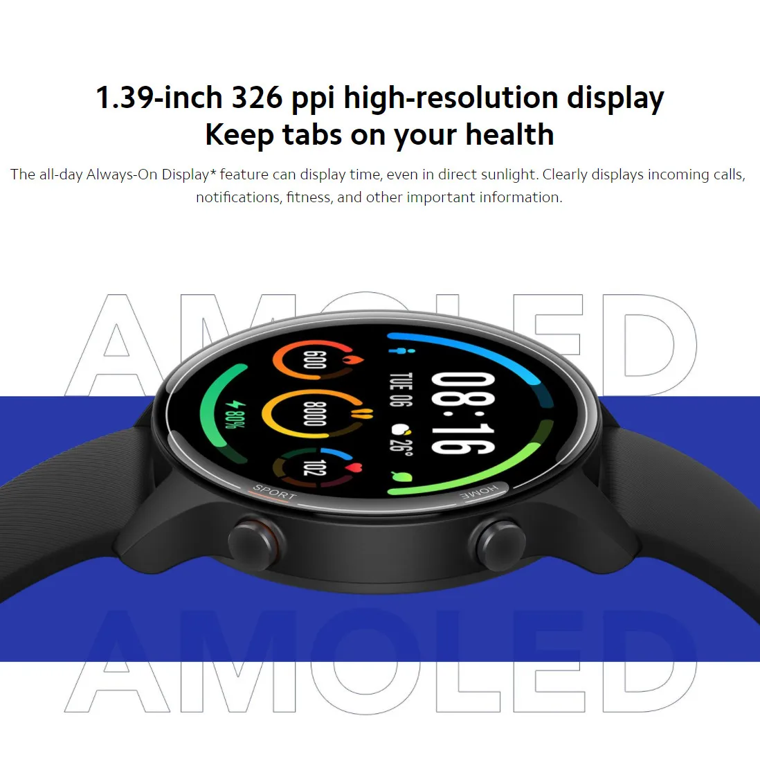Смарт-часы Xiaomi Mi 1 39 дюйма AMOLED GPS пульсометр водостойкие до 5 атм - купить по