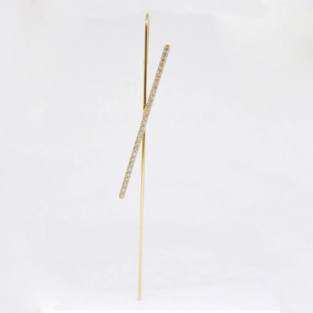 

New Ear Needle Wrap Crawler Hook Earrings for Women Surround Auricle Diagonal Stud Copper Inlaid Zircon Piercing Earrings /1 Pc
