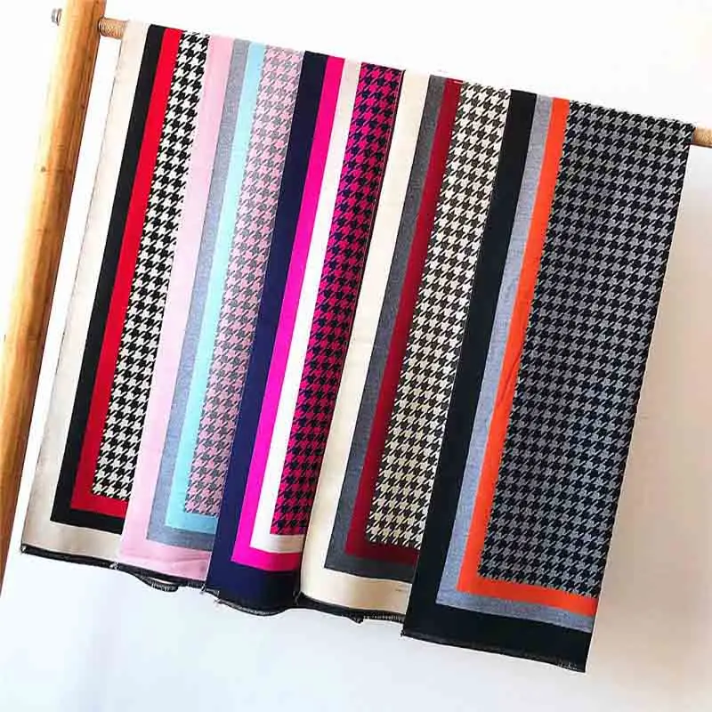 Утолщение Хаундстут зимние шарфы и шали для женщин согревают Личность Стиль