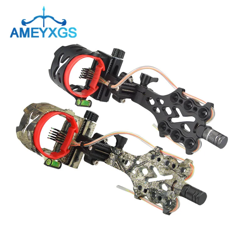 

1Pc Archery Compound Bow Sight 5 Pin .019" Long Pole LED Micro Adjustable Bow Sights For Outdoor Shooting Hunting Accessories