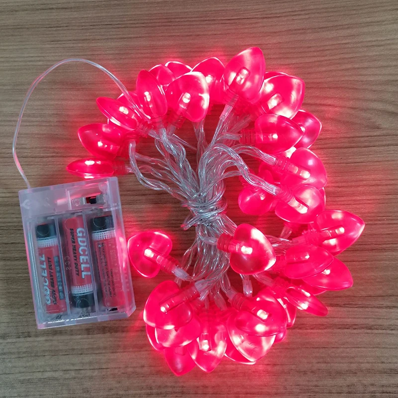

40LEDs String Light Valentines Day Fairy Light String Remote Control Battery Power Red Love Heart for Wedding Party Garden Decor