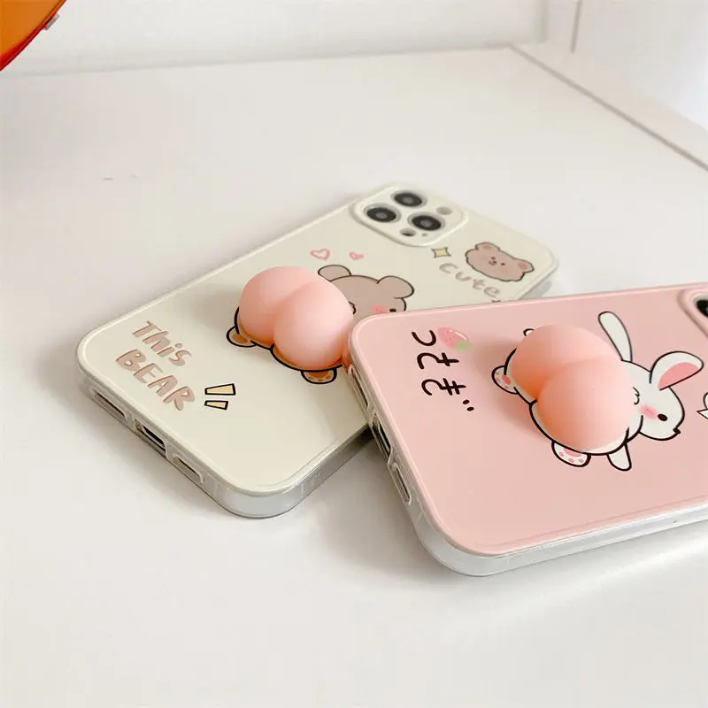 Милый мультяшный Кролик для снятия стресса чехол телефона IPhone X S XR MAX 12 11 Pro Max 7 8 Plus
