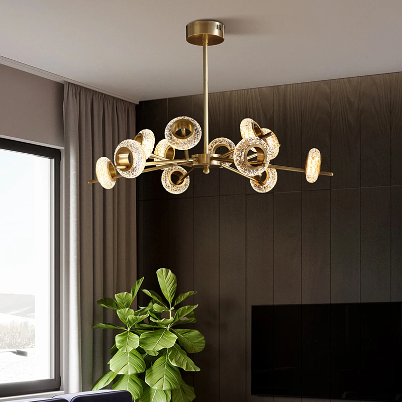 Роскошная Современная хрустальная Золотая прямоугольная Круглая Люстра