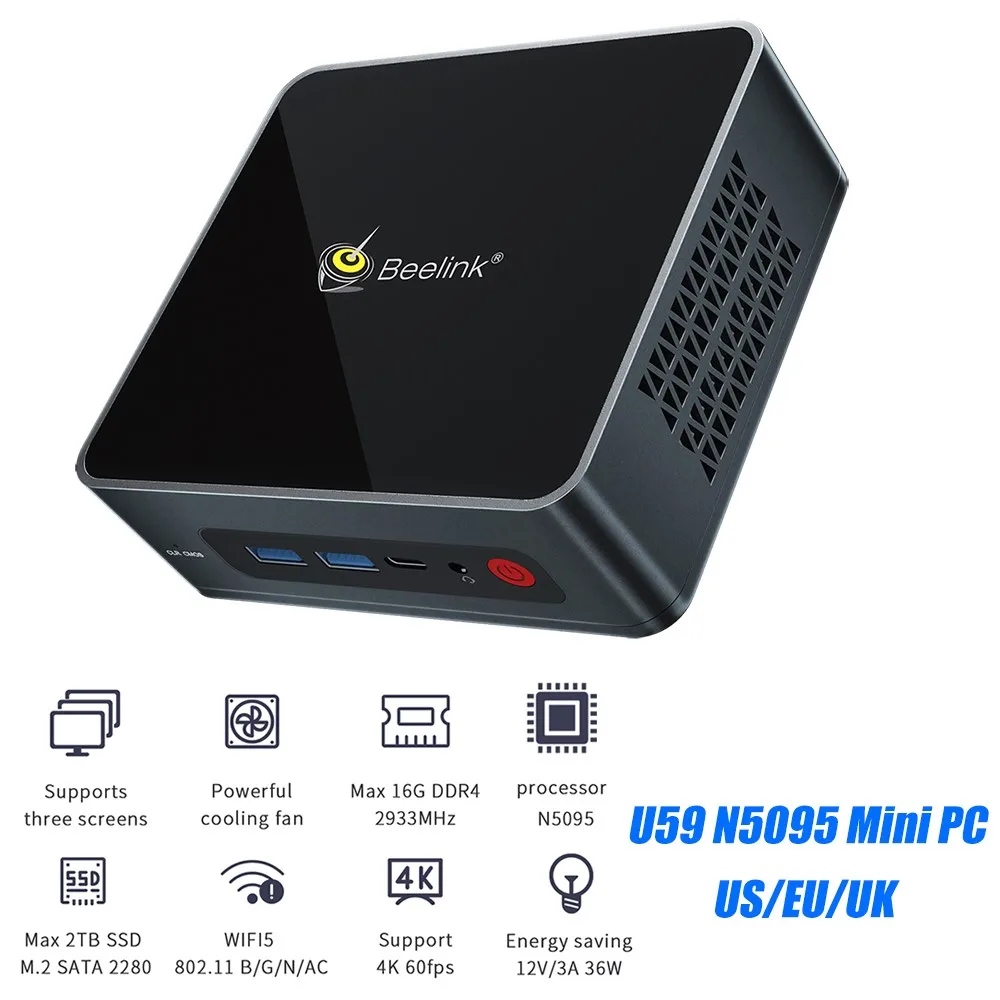 

BEELINK U59 N5095 Mini PC CPU Processor 8GB DDR4 256GB SSD Windows 10 Pro 1000Mbps Ethernet 4K HDMI-Compatible 2.0 Mini PC