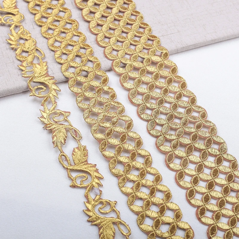 4 8 м золото и серебро Водорастворимый Клей открытая спина вышивка кружево сделай