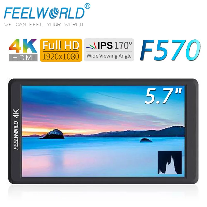 

Feelworld F570 5.7" IPS Full HD 1920x1080 On-camera Field Monitor with HDMI-compatible Output for Stablizer Gimbal Aluminum
