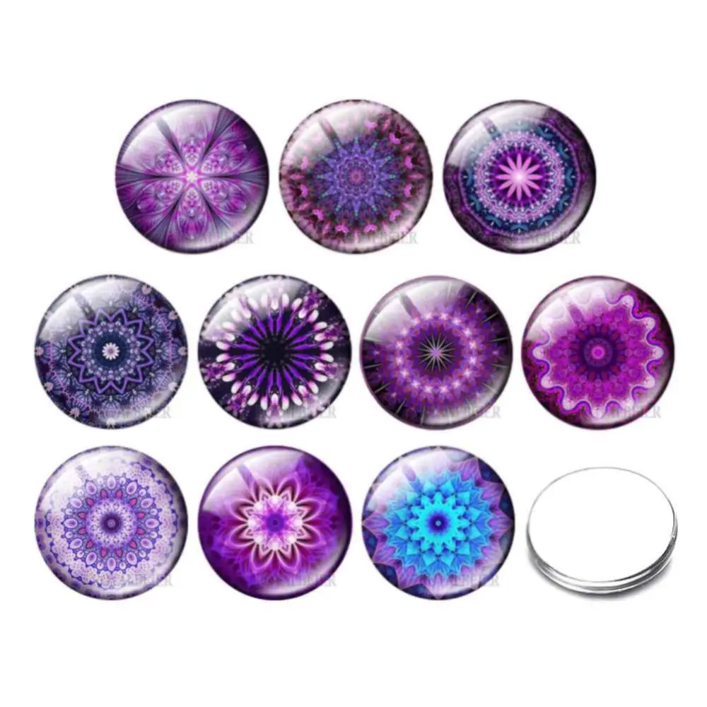 10 шт./лот фиолетовый смешанный сделай сам стеклянный Круглый фото кабошон 12 мм/16