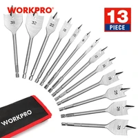 workpro 13 piece spade drill bit set in metric paddle flat bits for woodworkingnylon storage pouch included