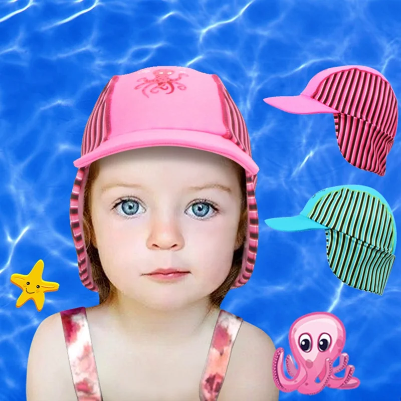 

UV Protection Elastic Girl Child Unisex Headwear Sportswear Beach Hat Ear Protection Swimming Cap