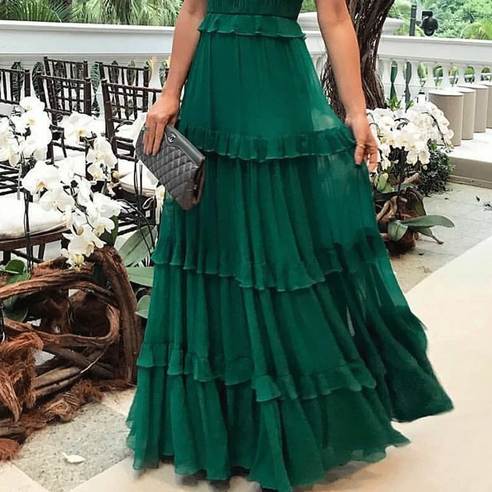 

Woman Spaghetti Strap Vestido Sweet Party Dress Woman Green Banquet Dress