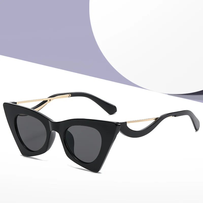 

Sunglasses Cat Eye Steampunk Designer Women 2022 High Quality Black Lenses Vintage Fashion Decorative Trendy Colored Glasses