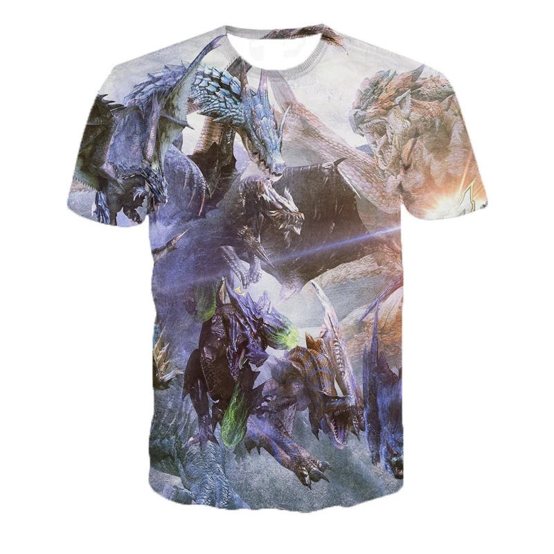 Футболка с 3D принтом футболка героями игры Monster Hunter забавная унисекс