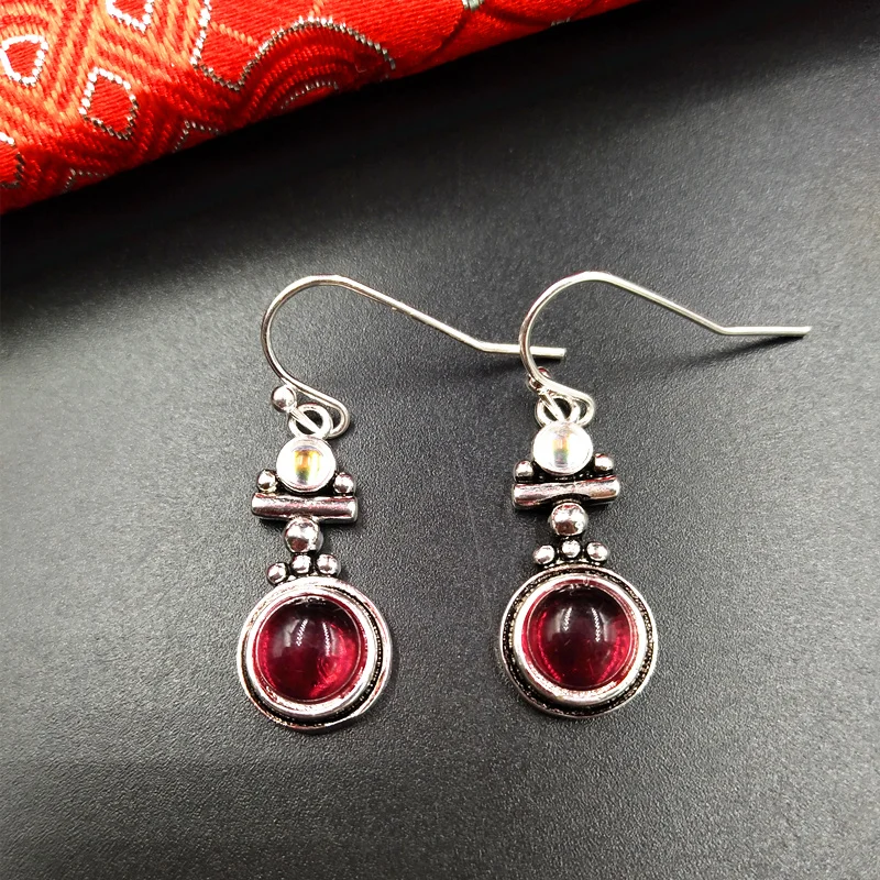 Ретро Lapis опал песчаник кристаллический крючок длинные висячие серьги