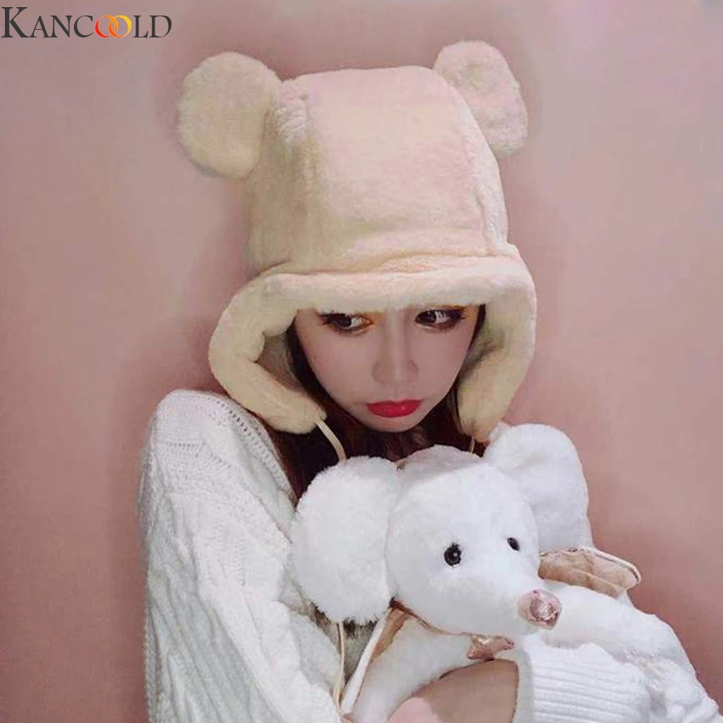 Женская зимняя шапка KANCOOLD из искусственного меха модная Милая теплая плюшевая