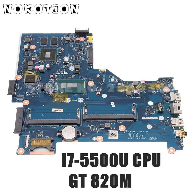 

NOKOTION For HP Pavilion 15-R Laptop motherboard SR23W I7-5500U CPU GT 820M 795814-501 795814-001 ASO56 LA-B972P