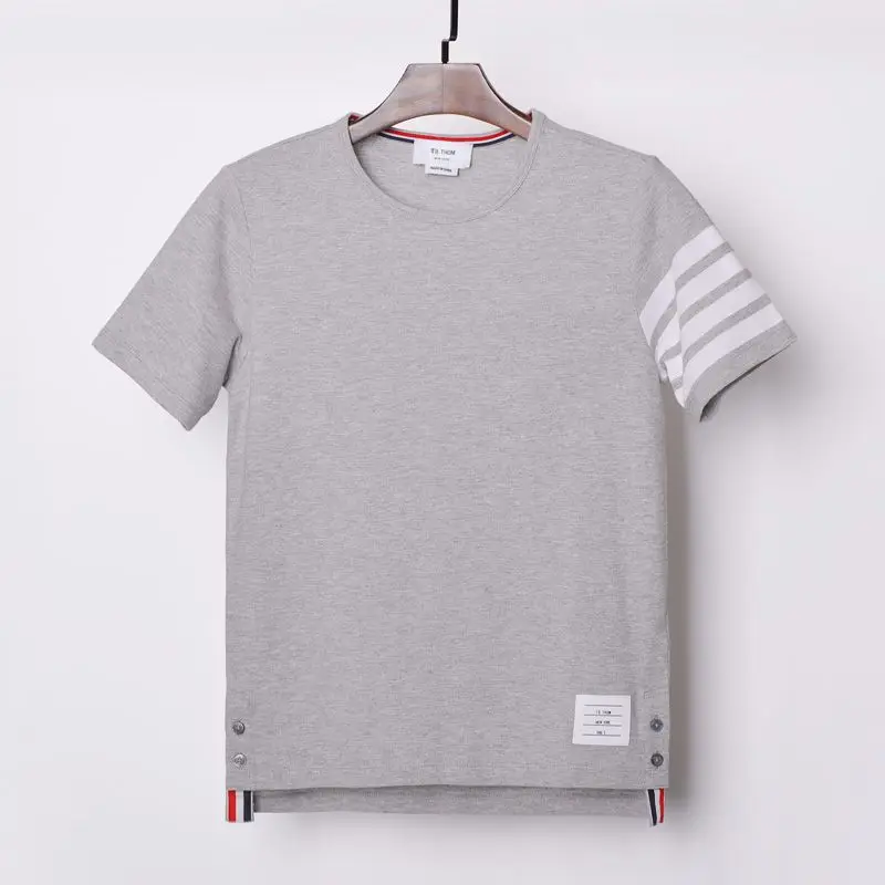 

TB THOM men's fashion O-neck short sleeve dyed cotton t-shirts men summer tops tees for male black white