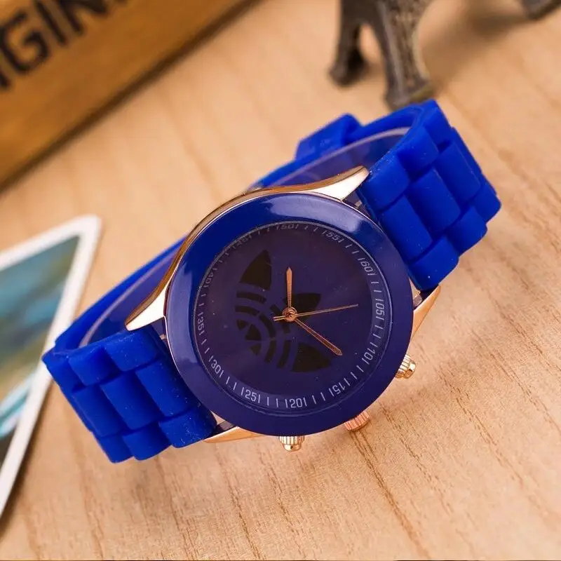 

Men Fashion Sports Silicone Band Watch Quartz Simple Clover Wristwatch Student Jelly Clock Gift