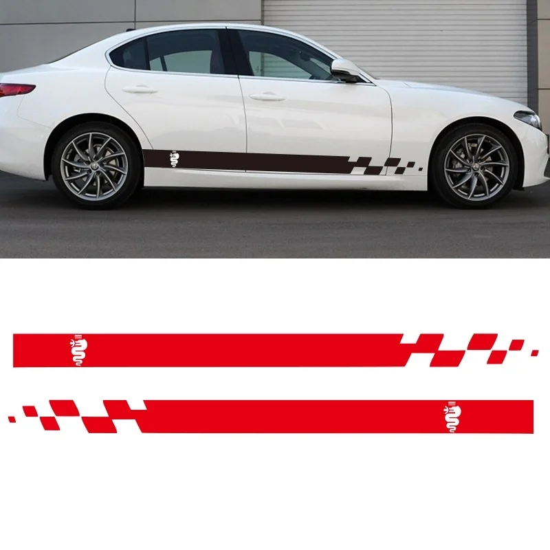 

Для (1 пара/2 шт.) автомобиля с двойными полосками для Alfa Romeo 147 156 159 166 Giulietta, Виниловая наклейка, боковые наклейки
