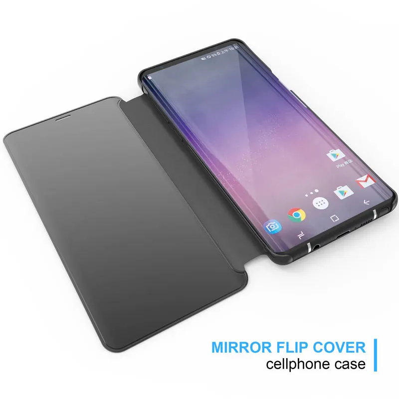 Умный зеркальный Чехол-книжка с подставкой для Samsung Galaxy S10 S9 S8 Plus Note 9 8 10 A10 A20 A30 A40 A50
