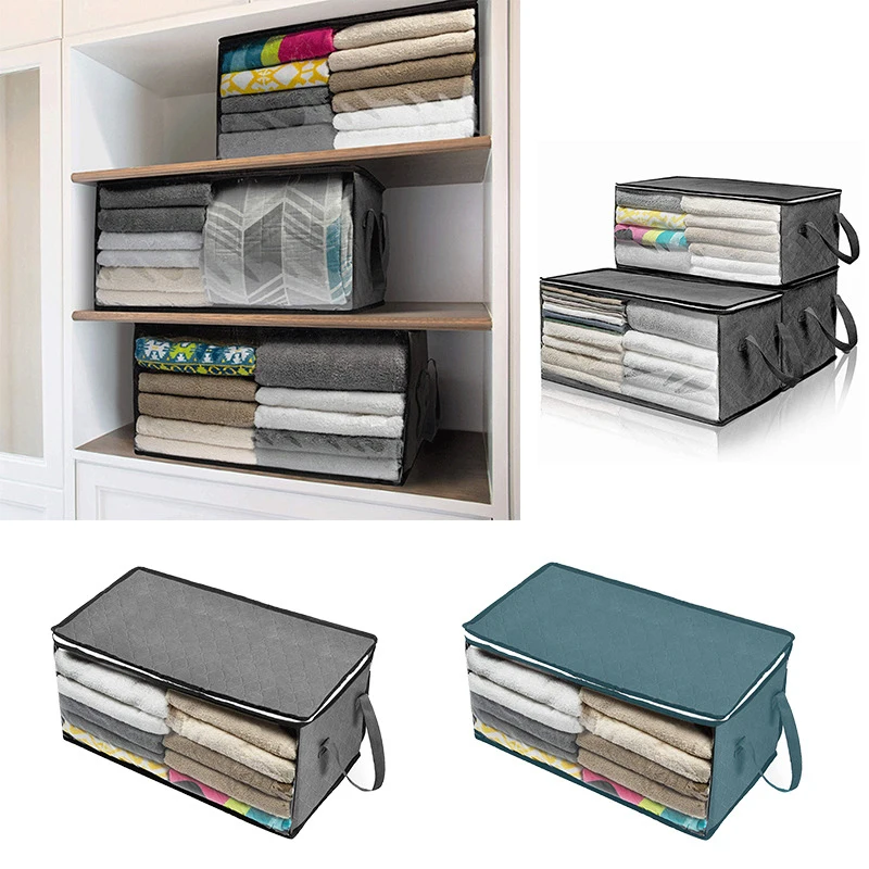 

Folding Storage Bag Wardrobe Underwear Clothes Organizer With Handles Dormitory Room Pillow Quilt Blanket Bedding Storage Case