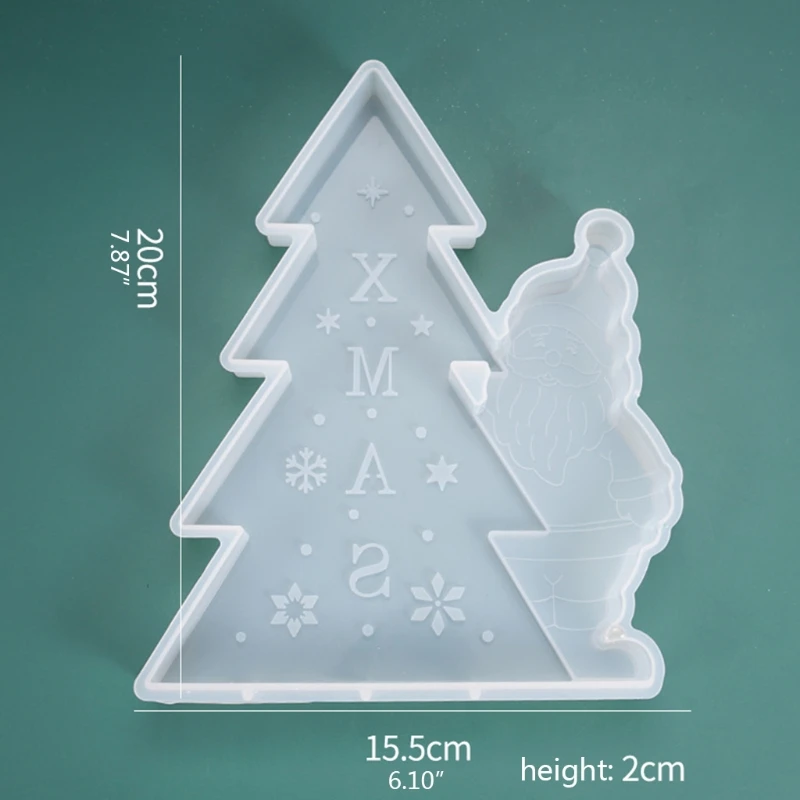 

DIY Christmas Tree Santa Claus Listed Pendant Casting Silicone Mould Crafts Decor Making Tools Crystal Epoxy Resin Mold