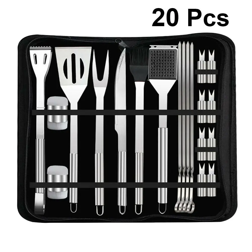 

Stainless Steel Bbq Tools Set Barbeque Case Stainless Grilling Utensil Camping Outdoor Cooking Tool Set