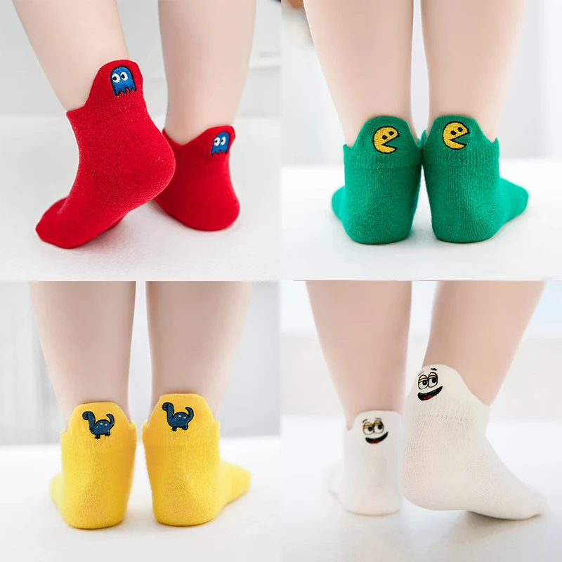 

5 пар детских Хлопковых Носков с вышивкой для мальчиков и девочек, Комплект носков для малышей