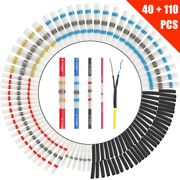 

150PCS Solder Sleeves Waterproof Electrical Heat Shrink Solder Butt Splice Terminal Connectors 1.5-6.0mm Wire Connector Kit