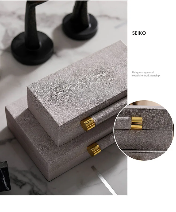 

Modern Minimalist Dressing Table Wooden Storage Box Soft Ornament Decoration Accessories Bedroom Leather Jewelry Storage Box
