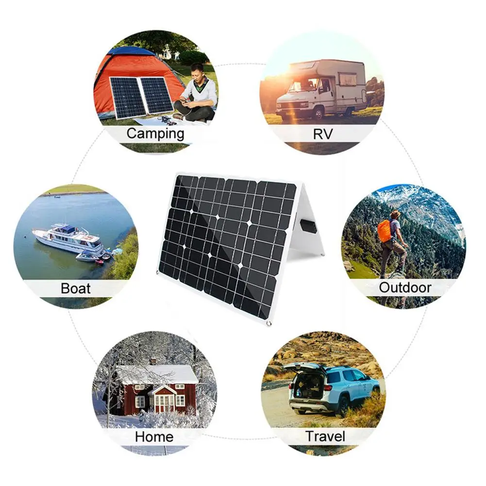 

250W 18V Solar Panel Foldable Portable Solar Panel IP65 Waterproof Panel With Suction Cup And Alligator Clip For 12V Battery